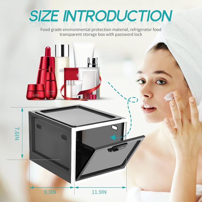 Замикається коробка для продуктів з холодильника, замикається прозора коробка, велика замикається коробка з кодовим замком для продуктів з холодильника, снеків, мобільних телефонів, продуктів та ліків.