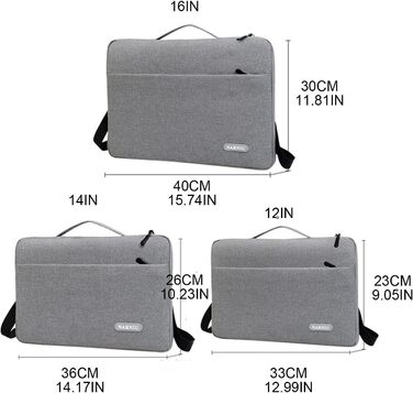 Сумка на плече для ноутбука 12 14 16 дюймів Водонепроникна сумка для ноутбука Міцний і легкий месенджер 14 чорний