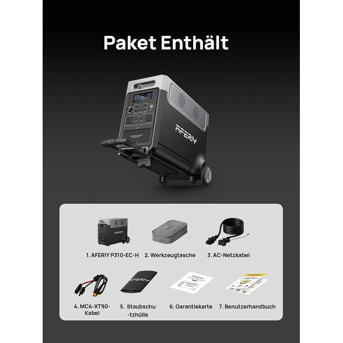 Портативна електростанція AFERIY AF-P310, акумулятор LiFePO4 ємністю 3840 Втгод, 3 виходи змінного струму 3600 Вт, сонячний вхід 2000 Вт, аварійне джерело живлення ДБЖ для кемпінгу, дому, екстрених ситуацій