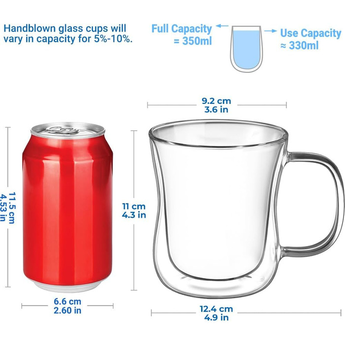 Набір склянок для латте макіато з подвійними стінками Скляні чашки з боросилікатного скла Скляний набір 2 скляних скляних склянок