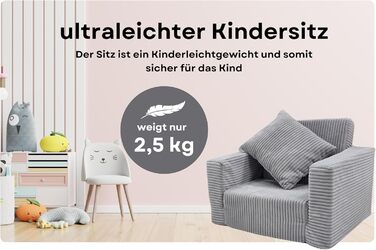 Розкладне дитяче крісло Odolplusz Дитячий диван, міні-крісло, дитяче крісло, затишне крісло Дитячі меблі для дитячих кімнат (Бежевий вельвет)