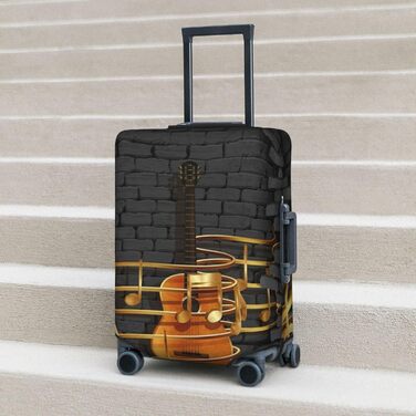 Чохол для валізи з принтом гітари TOMPPY, еластичний, що миється, захисний, антиподряпний, підходить для валіз розміром 18-32 дюйми, чорний, розмір L