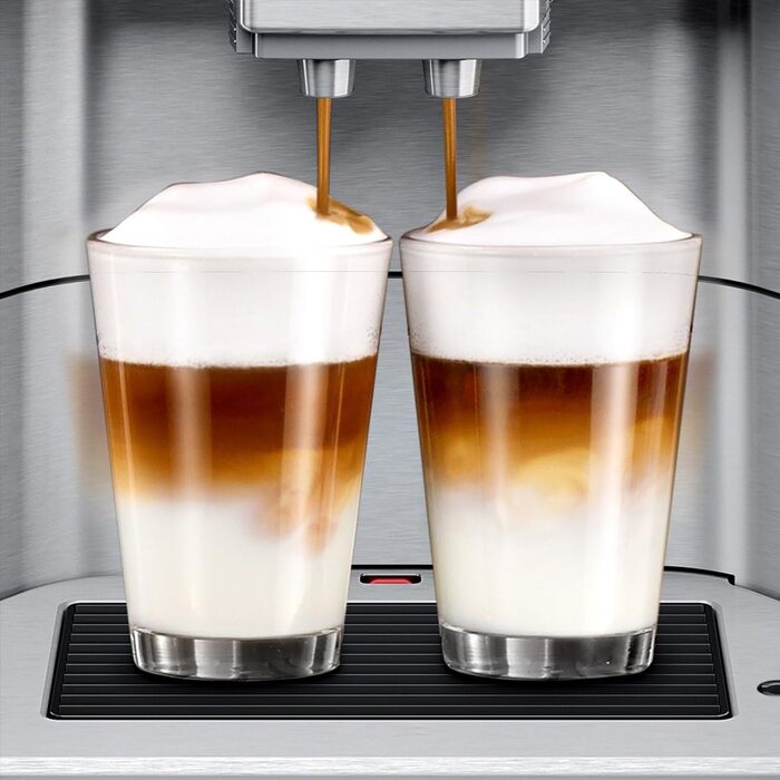 Повністю автоматична кавоварка Siemens EQ.6 plus s700 TE657503DE, для багатьох кавових делікатесів, насадка для спінювання молока, керамічна кавомолка, функція подвійної чашки, захист від вапняного нальоту, автоматичне очищення парою, 1500 Вт, нержавіюча 