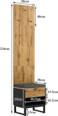 Шафа для одягу KecDuey з лавкою для взуття та подушками, шафа для передпокою, вішалка для аксесуарів спереду, висувні ящики та рег