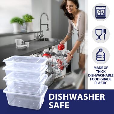 Прозорих пластикових контейнерів для мікрохвильової печі об&39ємом 750 мл з кришками, без BPA, придатних для заморожування та використання в мікрохвильовій печі, 50 шт.