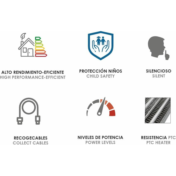 Горизонтальний вентилятор PTC преміум-графіт, 750/1500 Вт, термостат, 1500-PTC