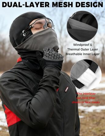 Зимова флісова балаклава ROCKBROS, вітрозахисна лижна маска для чоловіків та жінок, капюшон для шолома, зимова маска для катання на лижах, бігу, велоспорту та мотоциклі