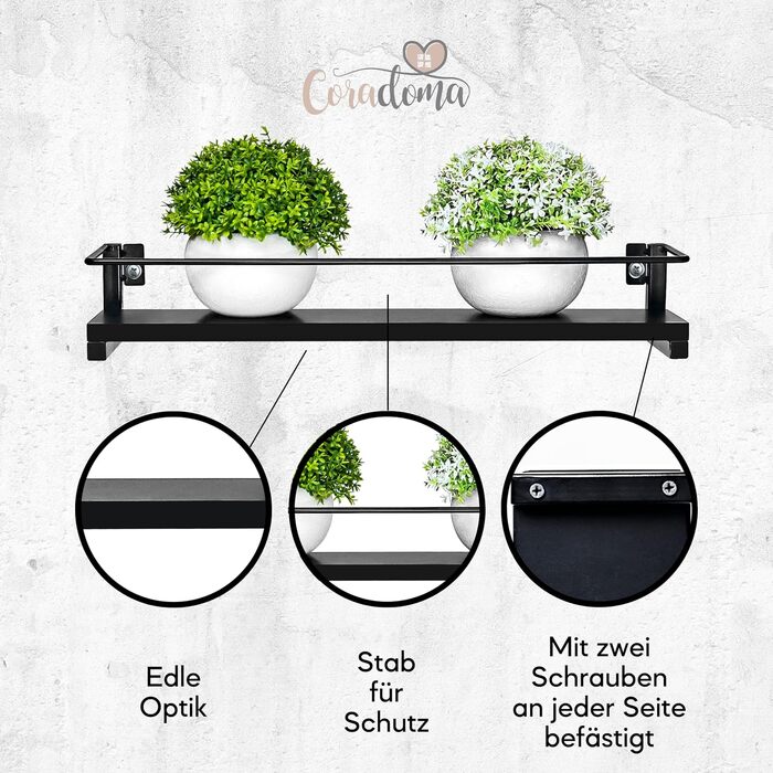 Чорна підставка для спецій, набір з 2 шт. , для банок для спецій Кухонний органайзер для зберігання спецій, 40x9 см Кухонна полиця, підставка для спецій Підвісна полиця, підставка для кухонних спецій, кухонна шафа