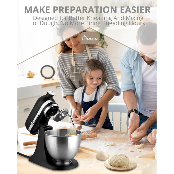 Гачок для тіста HOMGEN для посудомийної машини з нержавіючої сталі Kitchenaid 4.5/5QT Безпечний для кухонного міксера KSM150 K45 K45SS KSM75 KSM175 Заміна