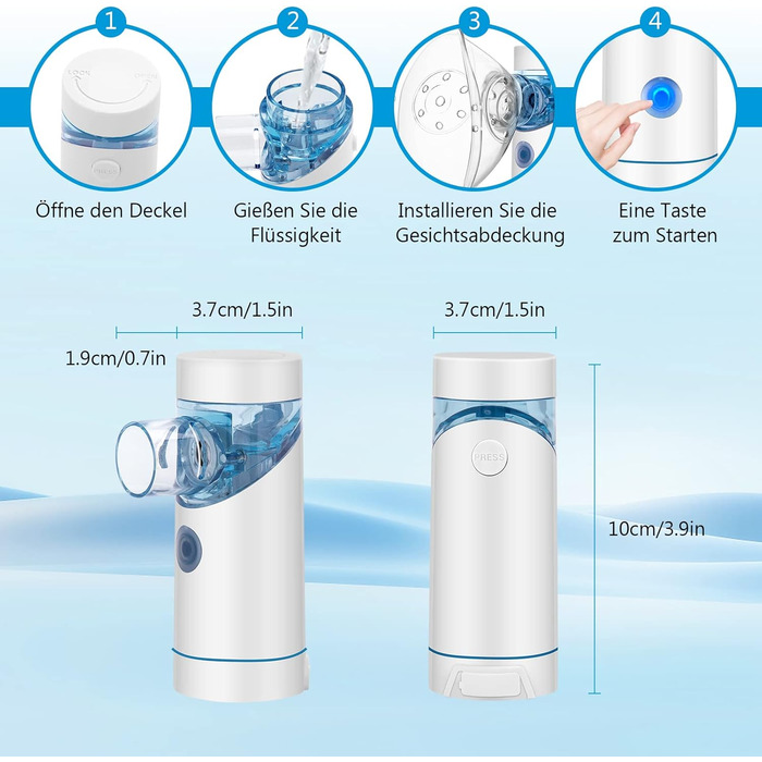 Набір портативних інгаляторів, безшумний інгалятор-небулайзер з мундштуком і маскою, ефективний при респіраторних захворюваннях, заряджається від USB, інгалятор для дітей і дорослих, білий