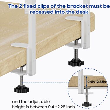 Високоякісна промислова настільна полиця для труб 40 см із 2 ярусами, міцний органайзер для подовження столу, сучасна настільна полиця (біла) з дерева