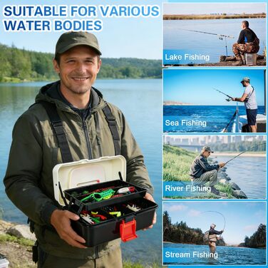 Набір рибальських снастей з 213 предметів, коробка з аксесуарами, рибальський набір, що включає свинцеві вантажі, гачки, рибальські приманки, повне рибальське спорядження для початківців та професіоналів для лову окуня, блакитної окуні, краппі та інших ви