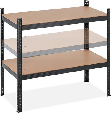 Надміцний стелаж Relaxdays, 5 ярусів, металевий стелаж для зберігання, чорний Розміри 180x100x50 см, вантажопідйомність 1250 кг, для підвалу, гаража