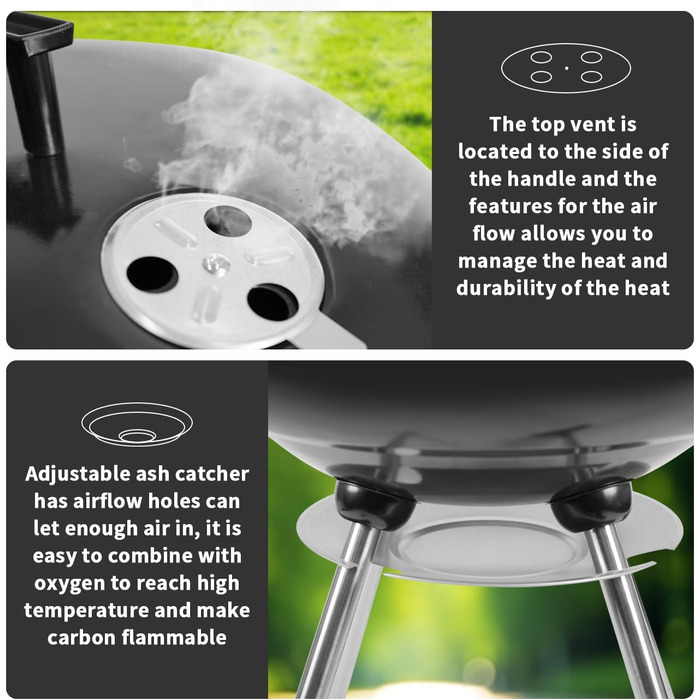 Портативний вугільний гриль 18 дюймів з аксесуарами, потужний гриль на колесах з полицею для зберігання для приготування їжі на відкритому повітрі, барбекю та кемпінгу