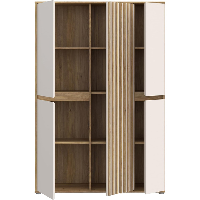 Шафа 100 110, сучасна шафа з рейковим дизайном, 5-дверна, спальня, декор дерева Maulella Oak Kashmir Beige, 109,3 см завширшки x 161,7 см заввишки x 41,5 см завглибшки