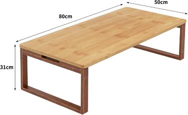 Складаний журнальний столик soges, бічний столик з бамбука, низький журнальний столик у японському стилі, для вікна, татамі, для вулиці, для ліжка, 80 см x 50 см 80 см x 50 см x 31 см