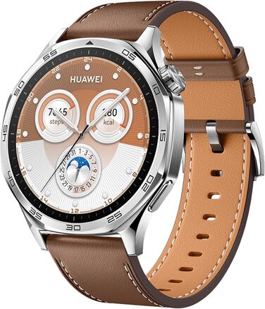 Розумний годинник HUAWEI Watch GT 5 46 мм, розширені функції для бігу та їзди на велосипеді, моніторинг здоров&39я, час роботи від батареї до 14 днів, сумісний з iOS та Android, 6 місяців розширеної гарантії, Braun (46 мм) 46 мм GT 5