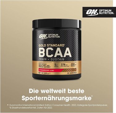 Порошок BCAA Optimum Nutrition Gold Standard, зі смаком полуниці та ківі, 266 г, 28 порцій