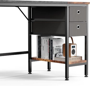 Письмовий стіл HOMIDEC, комп&39ютерний стіл, ПК-стіл, стіл з шухлядами, офісний стіл для офісу, вітальні, дому, офісу, 140 x 50 x 75 см, чорний, 140 см