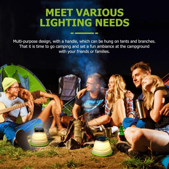 Портативний сонячний ліхтар із функцією заряджання через USB, складний світлодіодний ліхтар для кемпінгу та намету, призначений для використання на свіжому повітрі та в надзвичайних ситуаціях. Легкий та компактний, з практичною ручкою для підвішування.