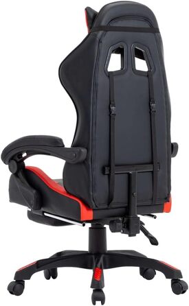 Геймерське крісло з підставкою для ніг, червоно-чорна штучна шкіра