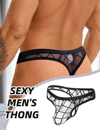 Прозорі чоловічі стрінги comeondear, чорні, розмір XL