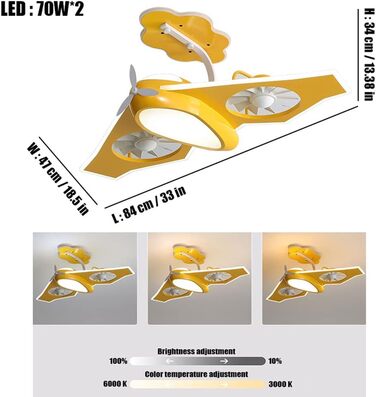 Світлодіодний стельовий світильник з регулюванням яскравості, стельовий вентилятор зі світлодіодним світлом, регульованою швидкіст