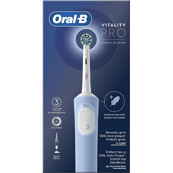 Звукова зубна щітка Oral-B Pro Vitality, синя, з 1 насадкою, розроблена Braun