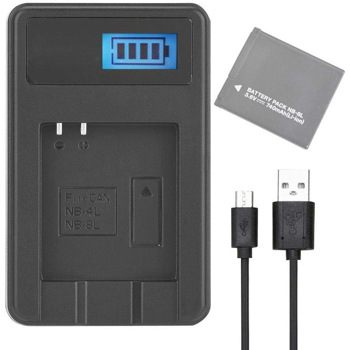 Зарядний пристрій Nikou NB-4L/8L з РК-дисплеєм, простий зарядний пристрій, USB-зарядний пристрій 5V 1-2A 10W