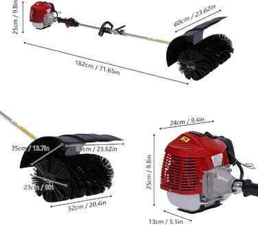 Тактна бензинова підмітальна машина 2.3 к.с. Бензинова підмітальна машина Мітла 52CC Бензиновий двигун Мітла з важелем безперервної дросельної заслінки на ергономічній ручці Двигун Мітла Газон Бульвар Підмітальна доріжка Підмітальна машина, Садова мітла С