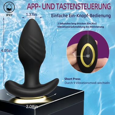 Анальний вібратор DAZINER, чорний, 9 режимів вібрації