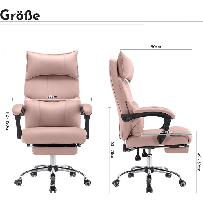 Ергономічне ігрове та офісне крісло з масажем та підставкою для ніг регульоване компютерне крісло, вантажопідйомність 150 кг для домашнього офісу та компютерних ігор, чорне