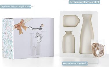 Білі керамічні вази Набір з 3 маленьких квіткових ваз для декору, сучасний сільський декор для дому на фермі, декоративні вази для