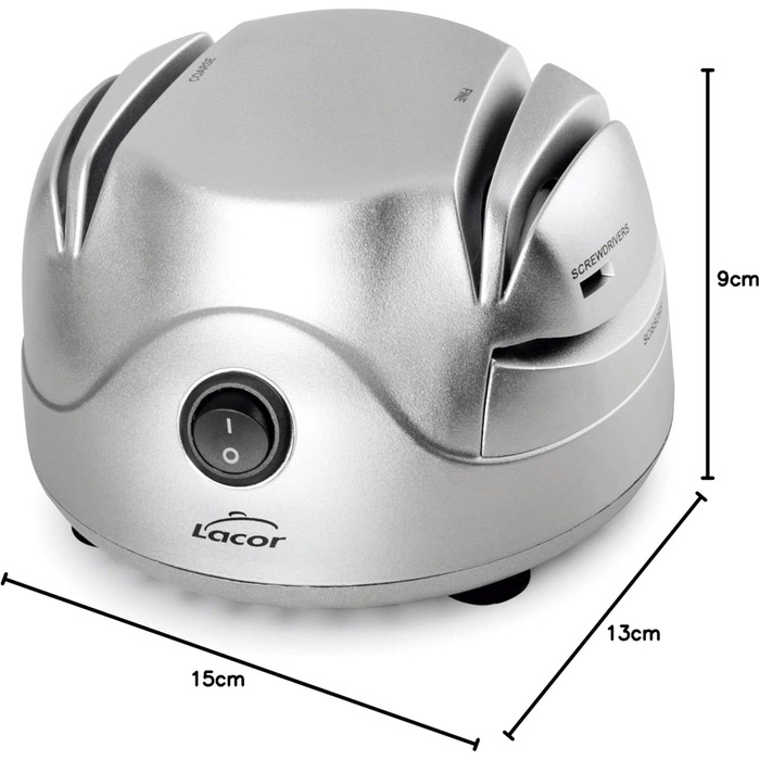 Електрична точилка для ножів, чотири пази з присоскою, заточувальний ніж, ножиці, викрутка, безпечна і зручна у використанні, потужність 60 Вт, 13х15х9см, срібло 13х15х10 см, 69141 -
