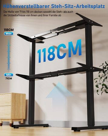 Каркас столу з регулюванням висоти та 2 потужними двигунами, електрично регульований по висоті каркас столу з 3 налаштуваннями пам&39яті та функцією захисту від зіткнень, чорний