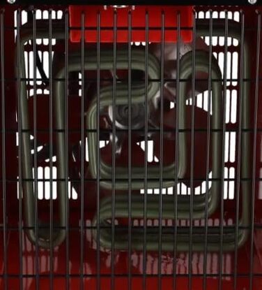 Електричний вентилятор-обігрівач DEDRA 5 кВт, 400 В, квадратний, червоний, для добре ізольованих приміщень, термостат, захист від перегріву, три режими роботи, контроль температури, металевий корпус, до 50 м Потужність 5000 Вт, площа обігріву 50 м