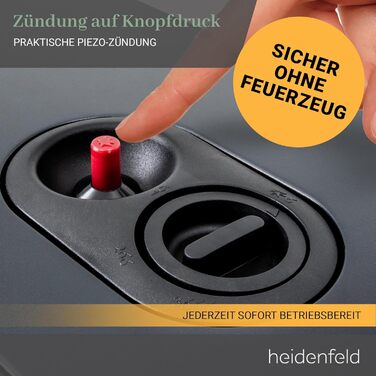 Газовий обігрівач Heidenfeld Inferno GH100, 4200 Вт, газовий обігрівач для використання в приміщенні, газова духовка, газовий обігрівач, газові балони до 15 кг, газовий шланг (чорний)