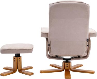Крісло-табурет SVITA Charles, бежеве крісло для телевізора, обертове крісло, поліестер, дерево