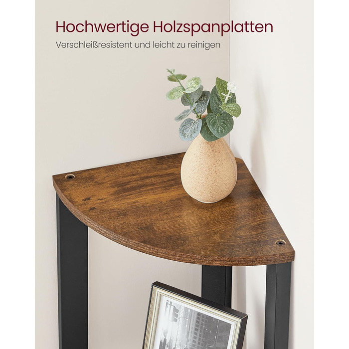 Кутова полиця VASAGLE, 4-рівнева книжкова шафа, полиця-драбина, полиця для зберігання, підставка для рослин для вітальні, промисловий дизайн, зі сталевим каркасом, вінтажний коричнево-чорний LLS34 шт. 4-рівнева (33,4Ш см) вінтажний коричневий чорний