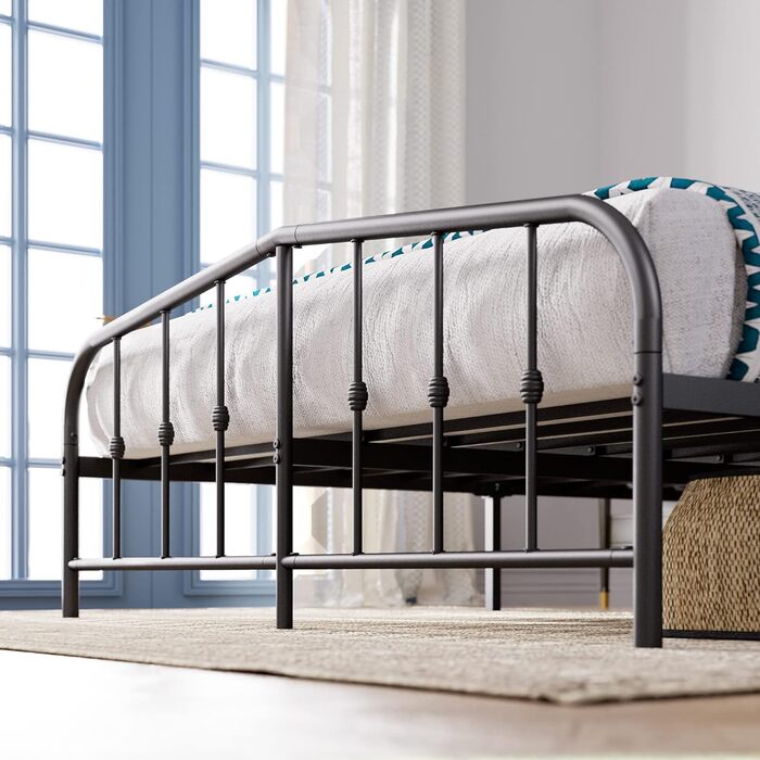 Ліжко Zinus Heidi 135 x 190 см Висота 31 см з місцем для зберігання під ліжком Металевий каркас ліжка з узголів&39ям та узніжжям Чорний 135x190 см