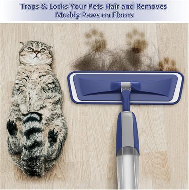 Волога швабра MEXERRIS для прибирання паркетної підлоги - швабра з мікрофібри з розпилювачем, 4 багаторазові, миються, 2 пляшки, ш