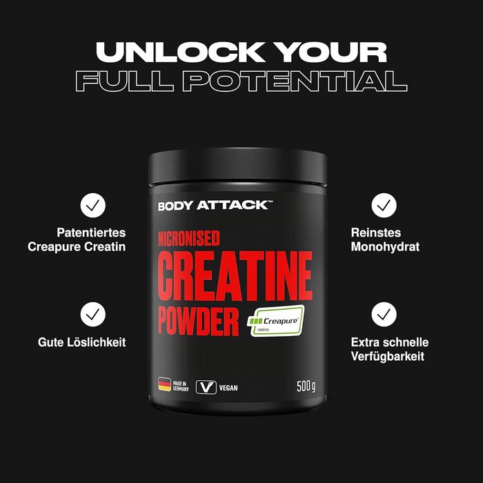 Мікронізований креатин у порошку Body Attack (Creapure) – 500 г