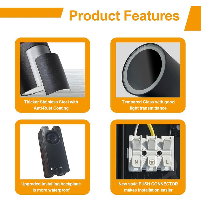 Вуличний настінний світильник Kerry, водонепроникний IP65, чорні алюмінієві настінні світильники з підйомом/опусканням, настінний світильник GU10 для саду, патіо, входу, лампочка не входить до комплекту - дві штуки, чорний