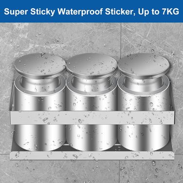 Полиця для душу без свердління, 2 шт., нержавіюча сталь SUS304, органайзер для ванної кімнати, тримач для шампуню та гелю для душу (сріблястий, 2 шт.)