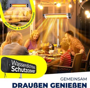 Інфрачервоний обігрівач KESSER, обігрівач для патіо, 2500 Вт, включаючи захисний чохол, телескопічна підставка з регульованою висотою, обігрівач для пеленального столу, обігрівач для патіо, кварцовий обігрівач, інфрачервоний