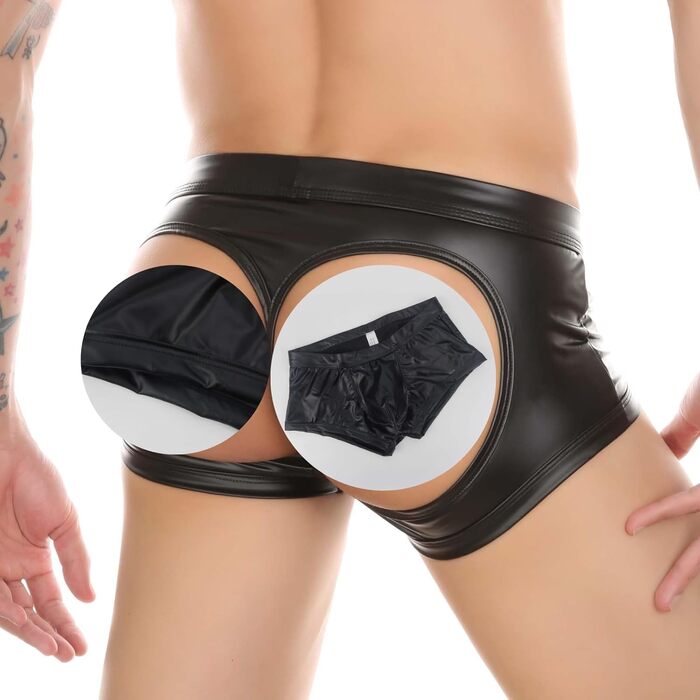 Чоловічі боксерки Generisch, з PU-шкіри, еластичні, відкриті, розмір L