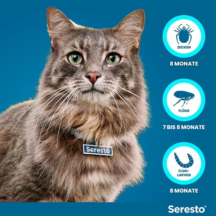 Нашийник від кліщів Elanco Seresto для котів 7-8 місяців ефективного захисту від кліщів та бліх, довжина 36 см, 1,25 г 0,56 г