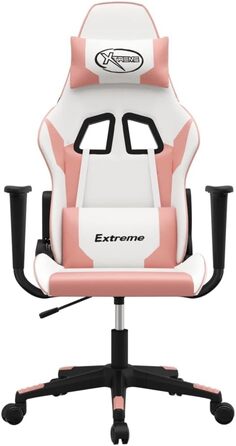Ігрове крісло з функцією масажу, біла та рожева штучна шкіра, офісне крісло, ігрове крісло, ігрове крісло, обертове крісло, стілець для столу - 345454
