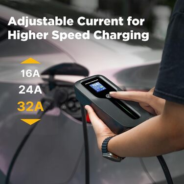 Зарядний пристрій для електромобілів Morec Type 2 CEE штекер Перемикаючий зарядний кабель 16/24/32A з екраном Портативна зарядна с