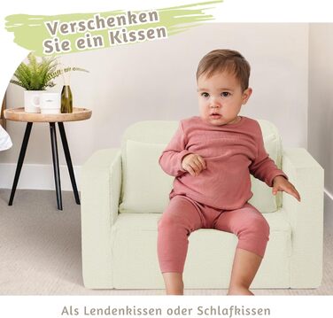 Дитячий диван/крісло MeMoreCool, розкладний, зручний диван-ліжко для малюків, розкладний диван 2-в-1 для дитячої кімнати, кутовий міні-диванчик з функцією сну для хлопчиків та дівчаток (бежевий)